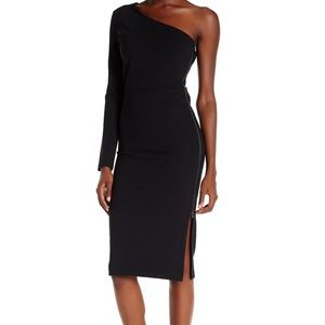 Never worn Veronica Beard One-Sleeve Side Zip Ponte Dress, Black